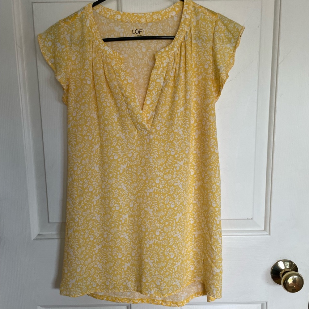 Bright yellow and white floral top